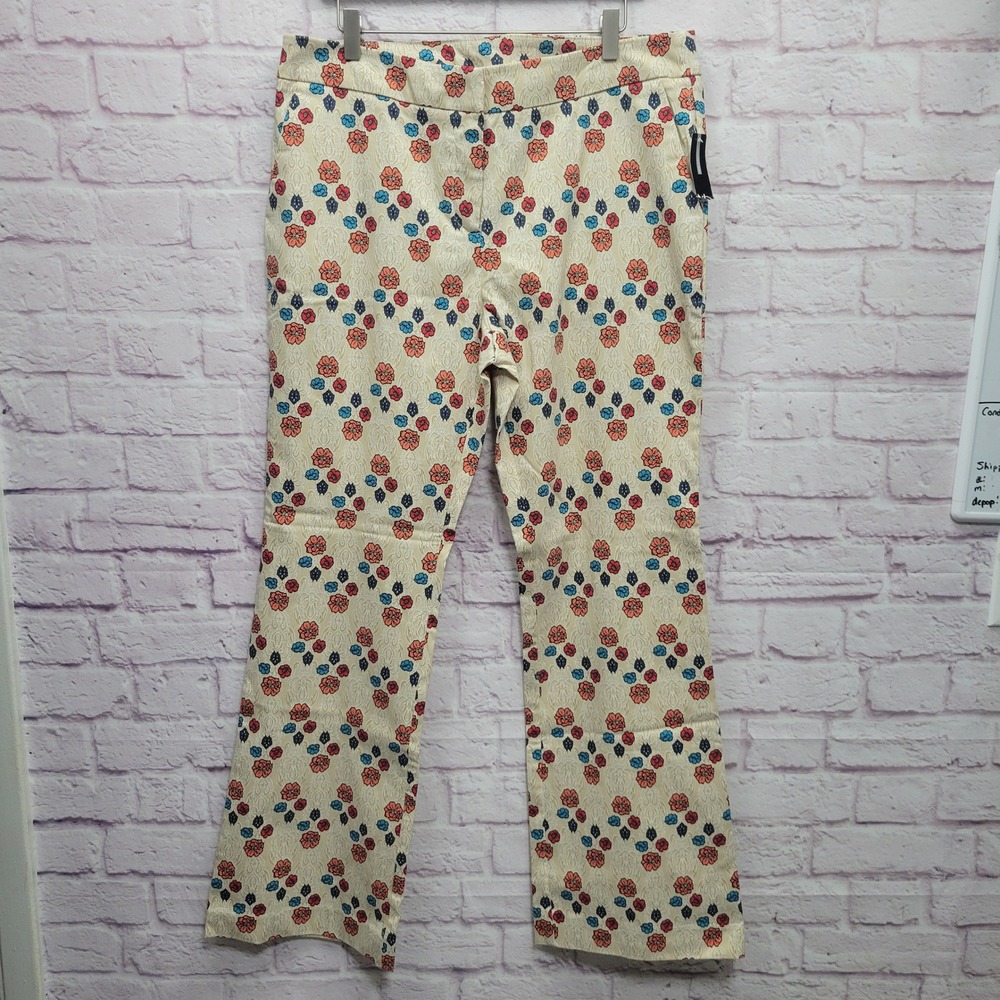 NWT New Directions Floral Mid Rise Ankle Pants Womens 16 Stretchy Hippie Boho